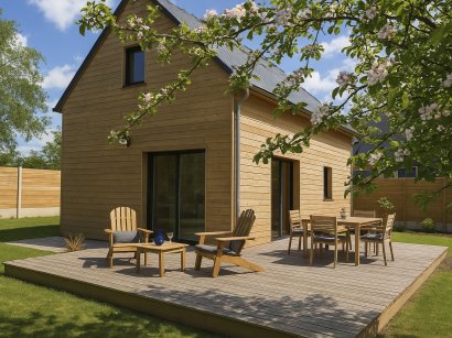 Charmant houten huis in een groene omgeving